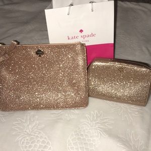 💛ROSE GOLD KATE SPADE CLUTCH AND MAKEUP BAG!⭐️